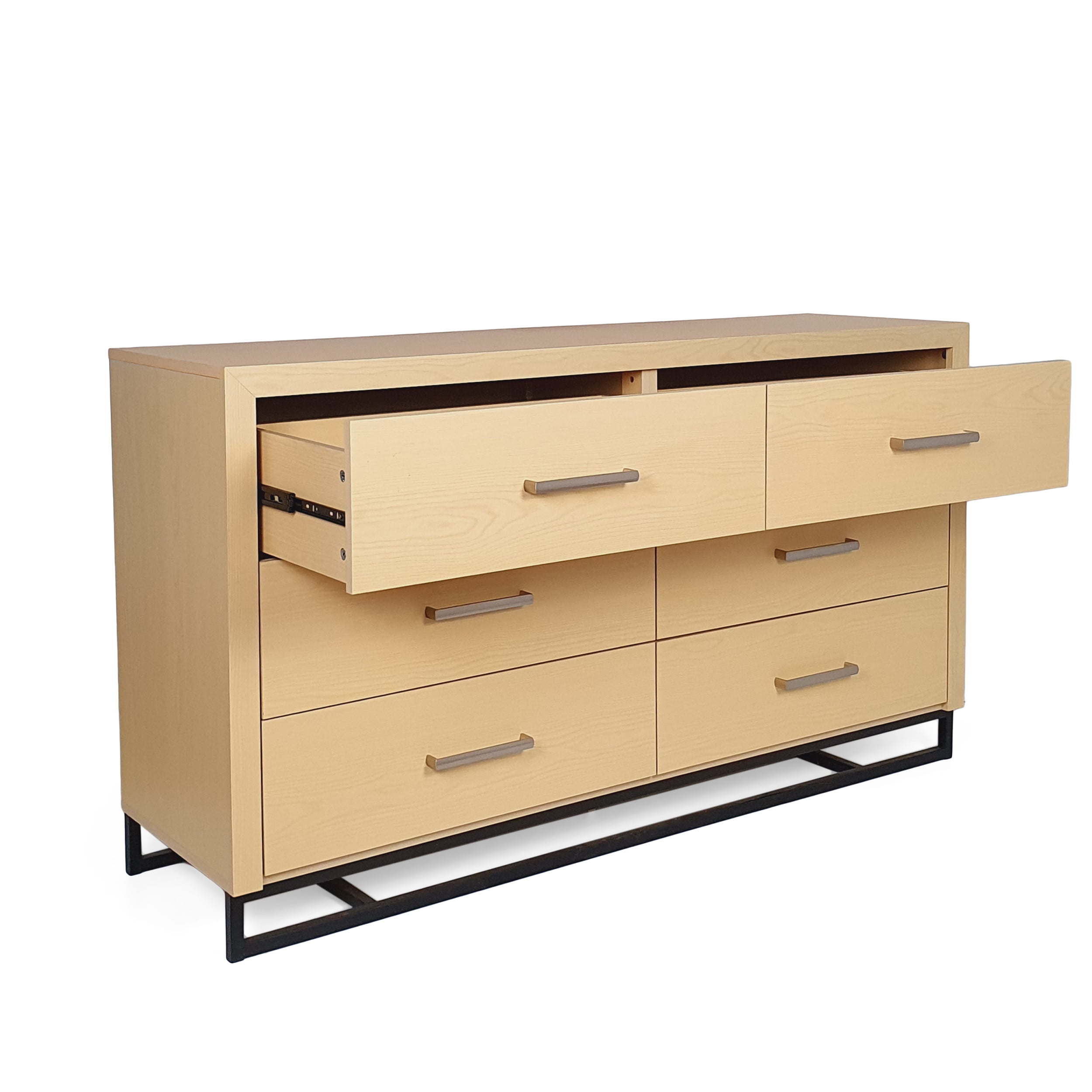 Noble House Cayuga Faux Wood 6 Drawer Double Dresser, Natural and Black
