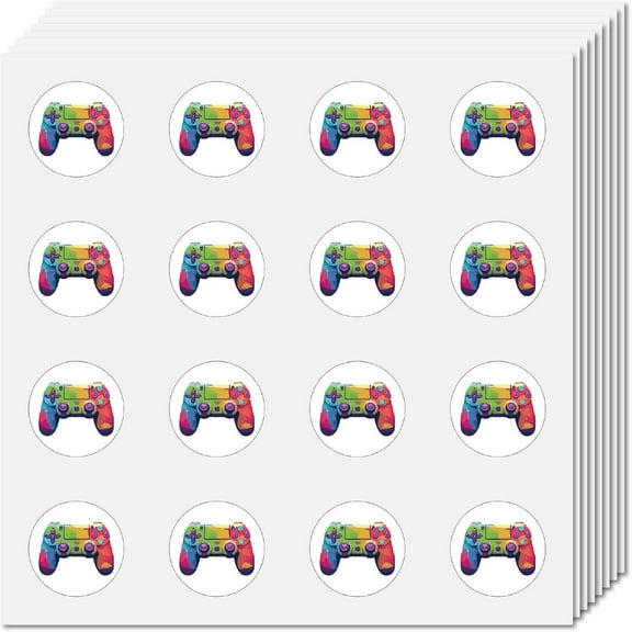 128Pcs 8 Sheets Game Controller Stickers Small Video Game Sticker 0.98" Gamepad Round Dot Cartoon Planner Decal Waterproof Seal Labels for DIY