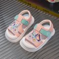 thumbnail image 5 of GiLiling Toddler Closed-Toe Sandals, Cute Colorful Appliqué Hook-and-Loop T-Strap, Soft Non-Slip PU Sandals for Summer Play (Red, 9-12 Months), 5 of 6