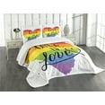thumbnail image 3 of Ambesonne Pride Quilted Bedspread Set 3 Pcs, Love is Love Art LGBT, King Size, Multicolor, 3 of 5