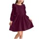 thumbnail image 1 of Vestido Largo de Manga Larga Niñas Color Sólido Cuello Redondo Moda Cómoda para la Fiesta Diaria Casual, 1 of 8