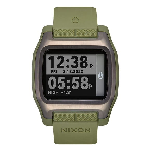 NIXON High Tide A1308-100 m - Reloj de surf digital para hombre, resistente al agua (esfera de reloj de 44 mm, correa de poliuretano de 23 mm, correa de silicona), fabricado con plástico océano recicl