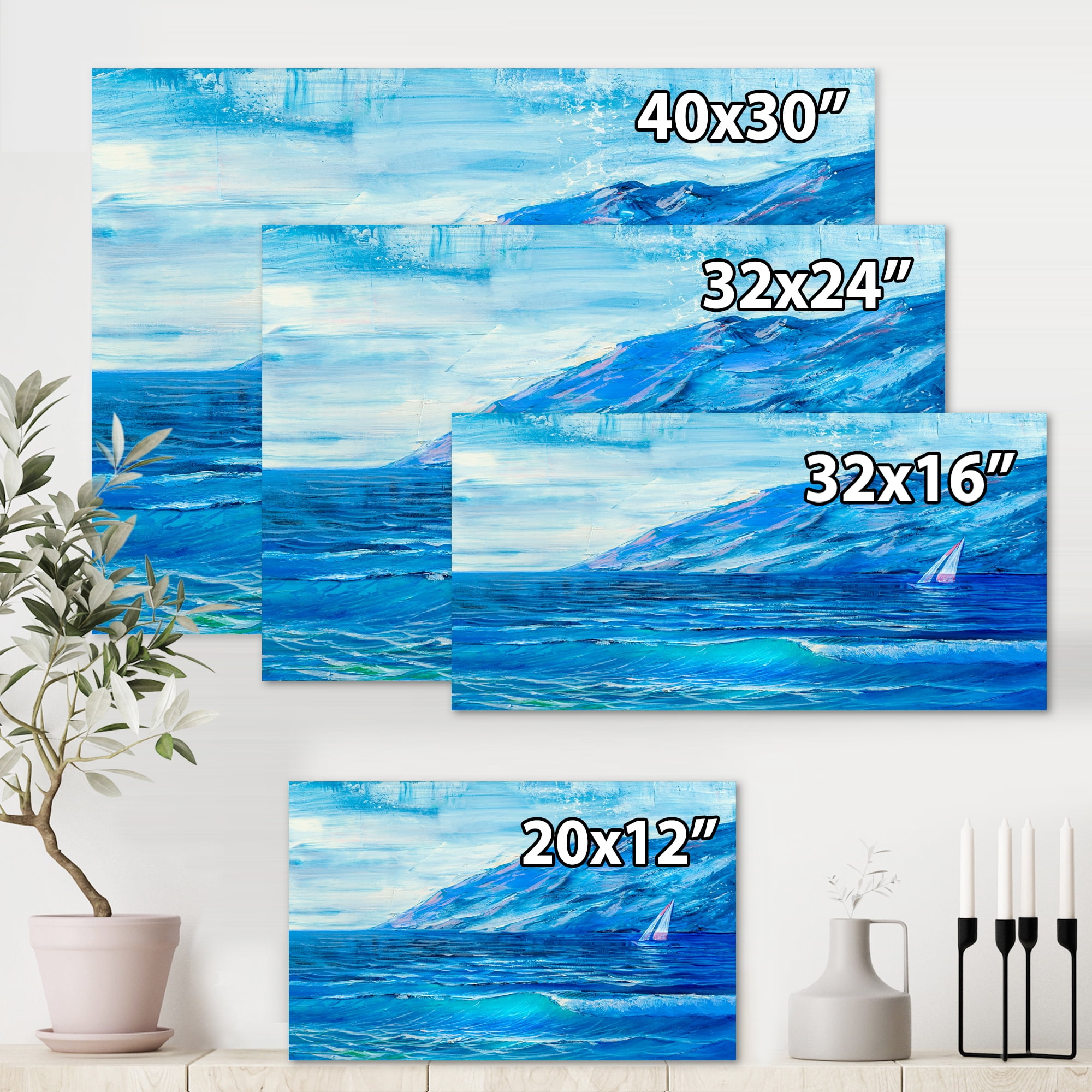 Designart ' Sunrise Glow On The Sea Waves II ' Nautical & Coastal Canvas Wall Art Print