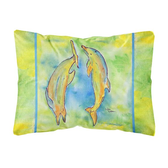 Carolines Treasures 8380PW1216 Dolphin Canvas Fabric Decorative Pillow, 12H x16W, multicolor