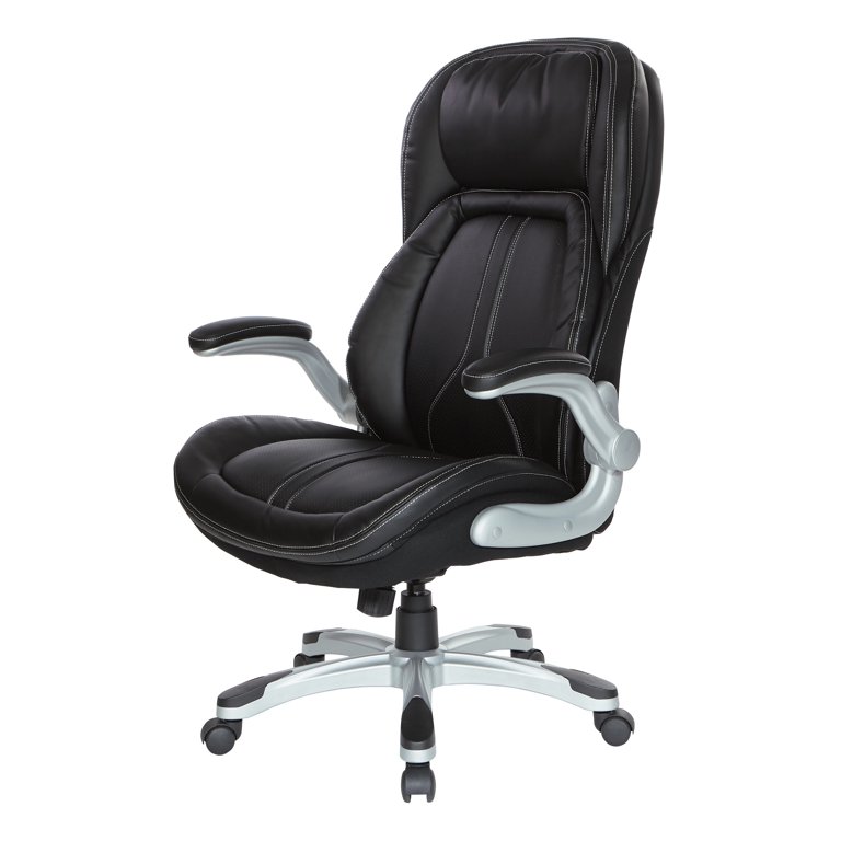 Office Star Executive High Back Office Chair in Black Bonded Leather