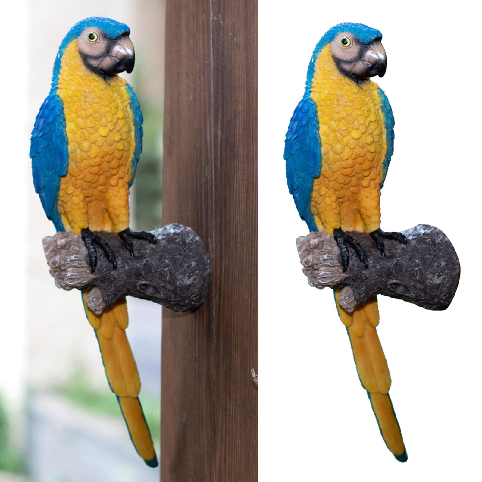 Resin Garden Parrot Statue Wall Mounted DIY Tropical Macaws Wall Sculpture Office Decor Nature Collectors Gifts