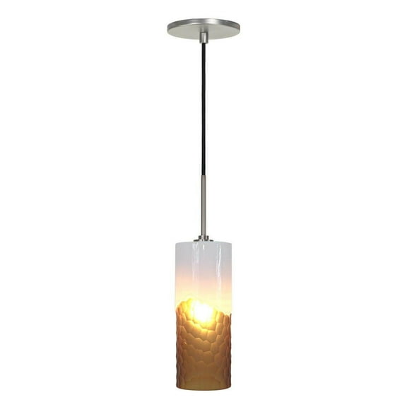 PD414-WHAM/BN Jesco Lighting One Light Line 60W Voltage Pendant with Canopy-Brushed Nickel Finish-White/Amber Glass Color