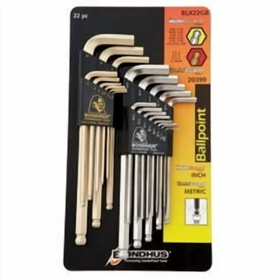 Bondhus 20399 Plated Balldriver Metric/sae Ball End Hex L-keys Double Set [22 Piece]