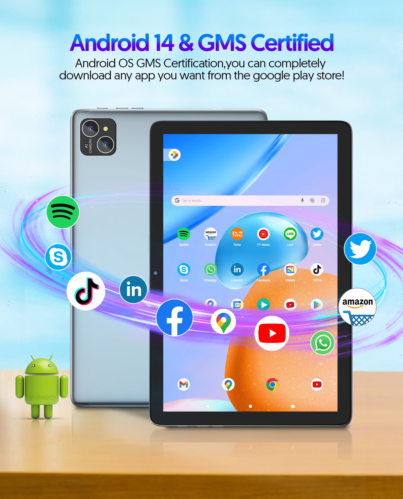 Tablets 10.1 inch Android 14 Tablet Newest, 128GB+8(4+4 Expand)GB