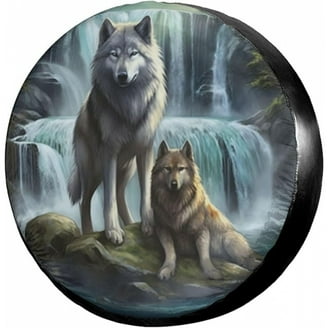 Universal Replacement Wheel Cover Silhouette Howling Wolf Halloween Waterproof Spare Wheel Cover Dustproof Tyre For Trailer, Motorhome, SUV, Off -Road Vehicle Wheel 17 Inch
