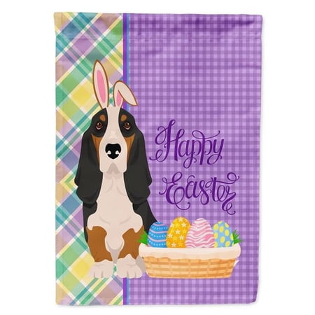 Black Tricolor Basset Hound Easter Flag Garden Size