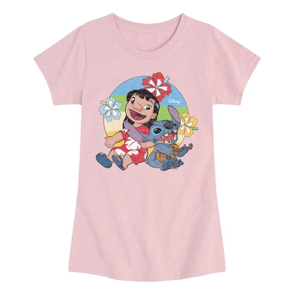 Disney - Lilo And Stitch Retro Circle - Youth Girls Short Sleeve T-Shirt