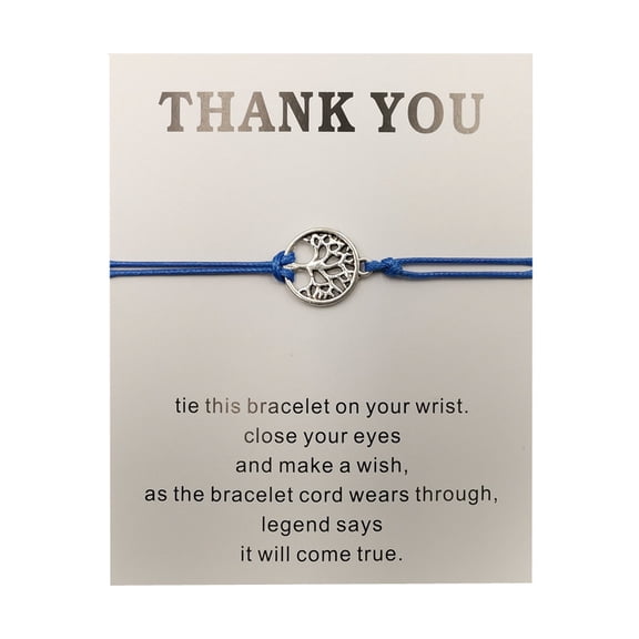 Handmade Tree of Life Bracelet 2PSC back blue