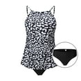 thumbnail image 6 of OKBOP Tankinis,Pink Bikini Conservative Print Strappy Back Tankini Set Two Piece Swimdress Womens Tankini Swimsuits With Shorts Summer Clearance, 6 of 9