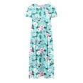thumbnail image 4 of Viikei Women’s Summer Dress Short Ruffle Sleeve Round Neck Mini Dress,Women's Flower Printing Casual Short Sleeve Crewneck Dress Casual Flowy Tiered Maxi Beach Dress Mint Green XL, 4 of 6