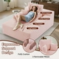 thumbnail image 4 of Korser 68.5'' Oversized Chair Chaise Lounge Indoor with Throw Pillows and Armrests Corduroy Upholstered Sofa Bed for Living Room,Pink, 4 of 7