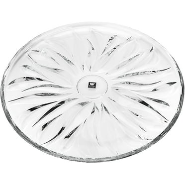 Aurum Crystal AU60075, 14-Inch Flame Crystal Plate, Decorative Centerpiece Serving Platter, Wedding Gift