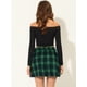 thumbnail image 4 of INSPIRE CHIC Minifalda de cuadros con botones para mujer Verde XS, 4 of 5