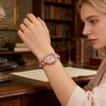 thumbnail image 3 of Reloj de pulsera de diamantes de imitación para mujer, reloj de pulsera analógico de cuarzo con esfera cuadrada pequeña, cadena de corazón de amor, reloj de vestir para mujer con correa ajustable, 3 of 8