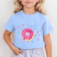 thumbnail image 2 of LUOGENLI T-Shirt pour Filles Enfants Imprimé Mignon Manches Courtes Col Rond T-Shirt Maxi Ensembles Filles 2 Pcs Boho Bleu Ciel 8-9 Ans, 2 of 6