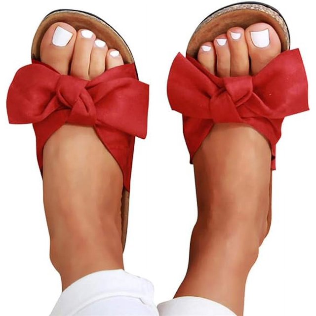 Sandales d'Été pour Femmes Décontractées Boho à Semelle Compensée Chaussures Confortables d'Extérieur à Nœud Papillon Sandales à Plateforme Chaussures pour Femmes Filles