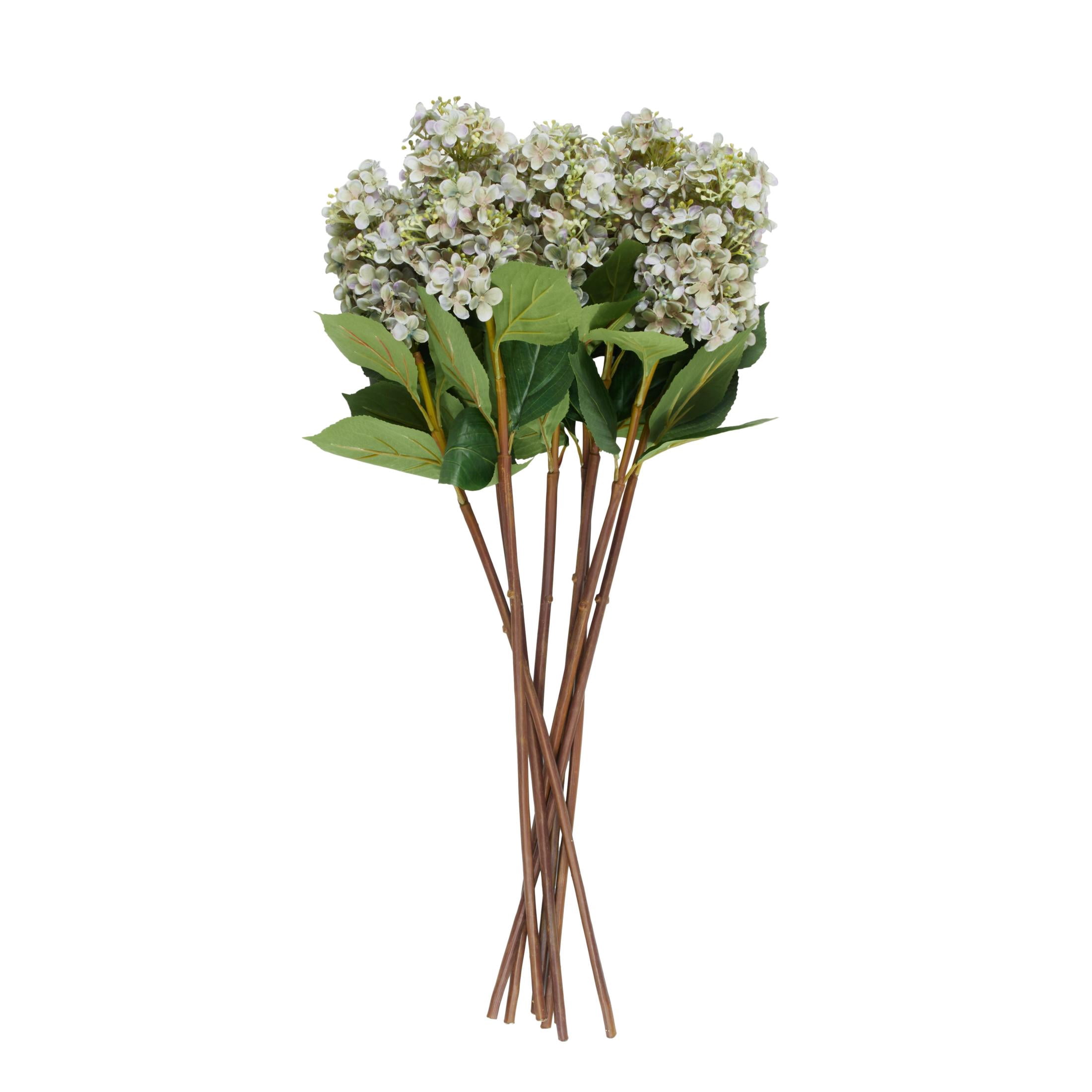 34" Plastic Floral Tall Hydrangea Artificial Flower Stem, by DecMode (8 Count)