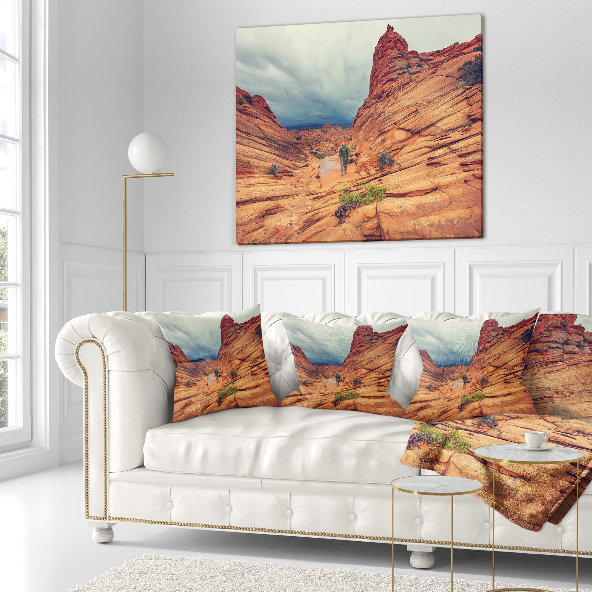 Designart Wild Vermillion Cliffs Utah - Landscape Printed Throw Pillow - 18x18
