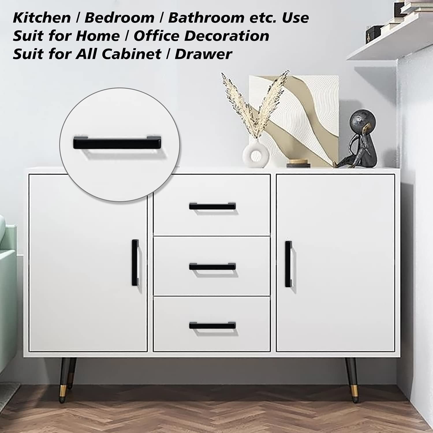 10 Pack 3.7" Kitchen Cabinet Handles Black Cabinet Pulls