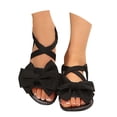 thumbnail image 3 of AUDeals Women’s Ankle Strap Bowknot Flat Sandals Open Toe Dressy Slip On Summer Beach Holiday Casual Shoes (Black, 9), 3 of 9