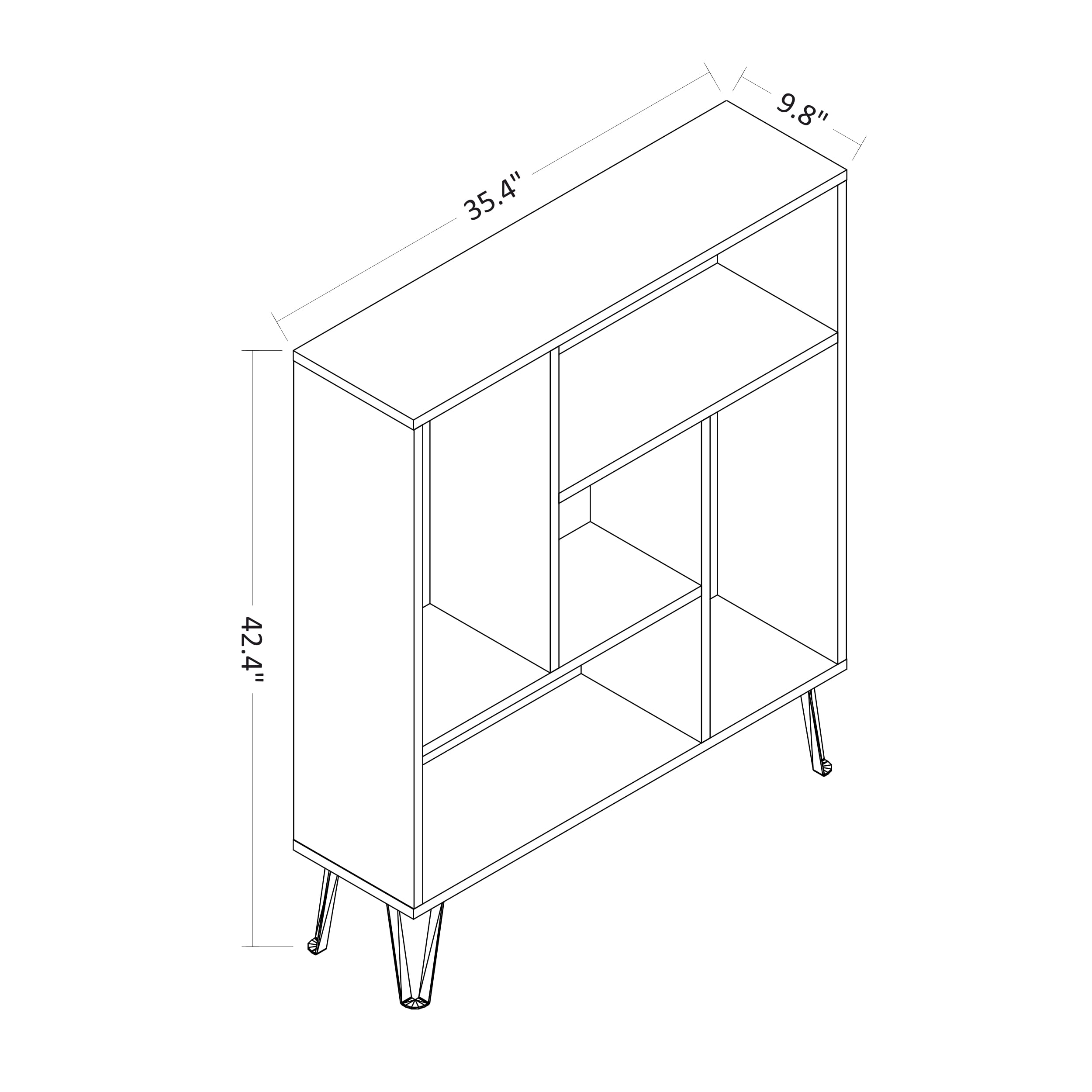 Ada Home Décor Arven 3 Tier Bookcase, White