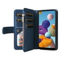 thumbnail image 3 of Multifunctional Case for Samsung A21,[RFID Blocking] 9 Credit Cards Holder with Wrist Strap, Premium PU Leather Zipper Wallet Purse Magnetic Flip Phone Cover for Samsung Galaxy A21, Blue, 3 of 12