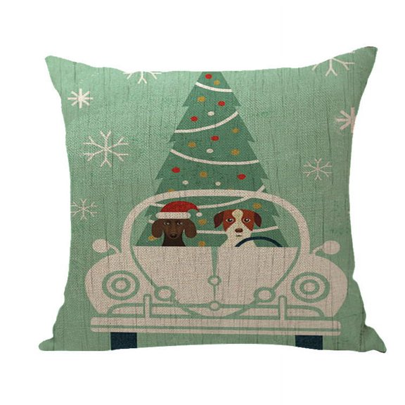 Yidarton Christmas Pillowcase Santa Claus Snowman Reindeer Snowflake Pattern Linen Pillow Cover Home Cushion Cover