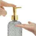 thumbnail image 3 of Unique Bargains 1 Pc Cylinder Argyle Soap Dispenser 13.53oz Gray Gold Tone, 3 of 6