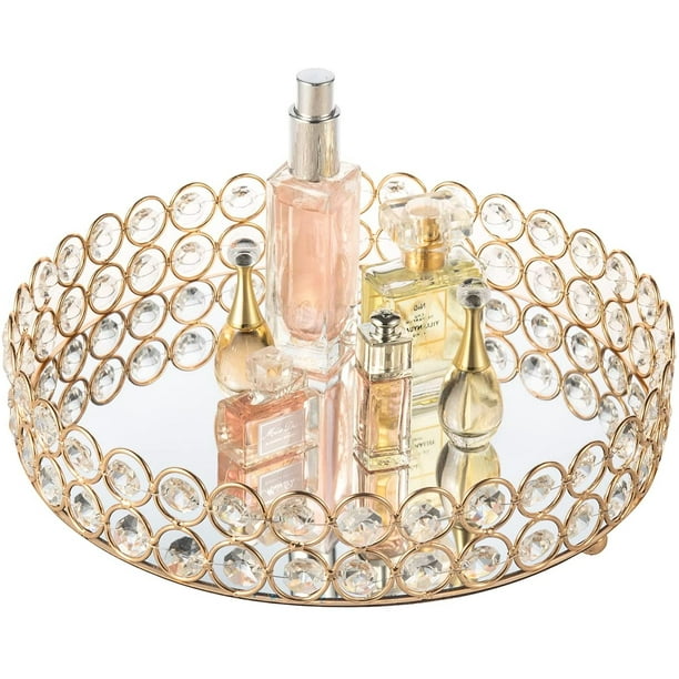 perfume tray for dresser gold Amazon.com: Gold Decorative Tray, 2 PCS Bathroom Vanity Tray for Dresser Counter, Elegant Jewelry Dish Tray for Decor, Gold Platter Serving Tray Organizer for Perfume Trinket Key Candle, Stainless Steel, Oval :