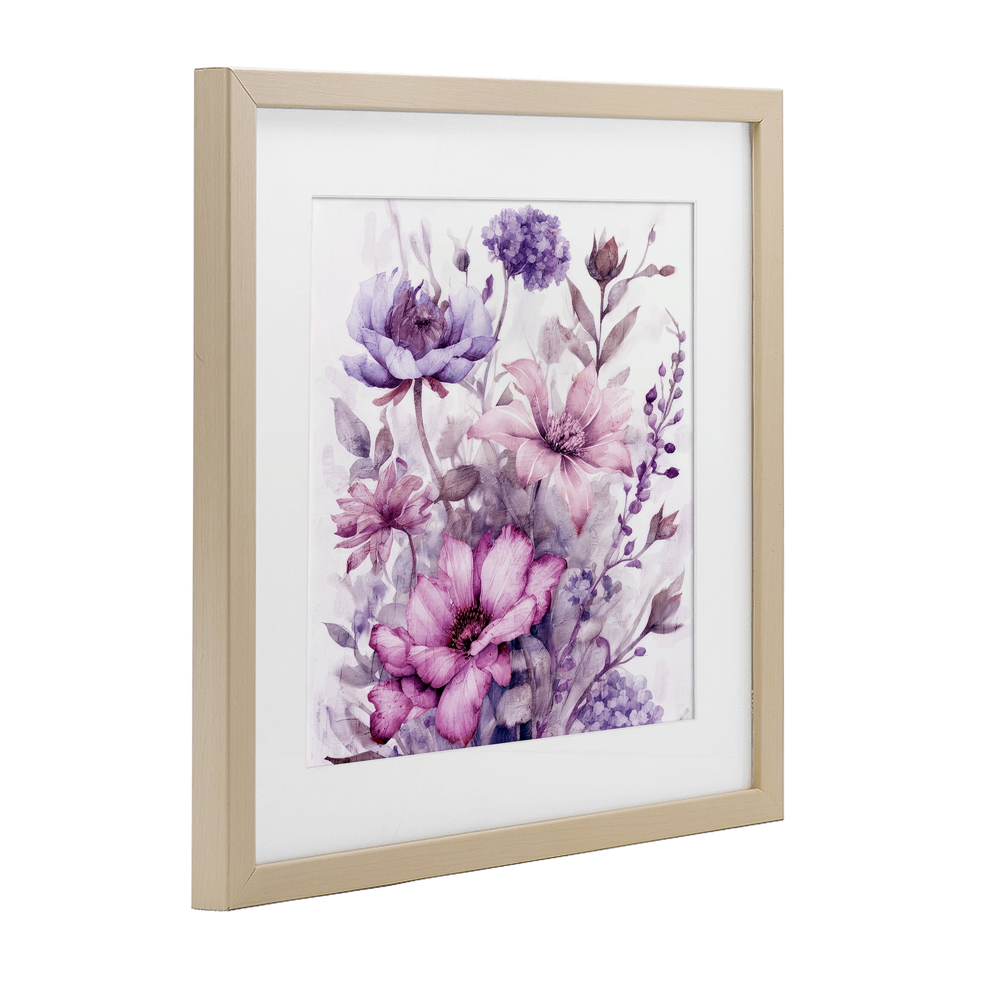 Stupell Industries Purple & Blush Florals Birch Framed Print Under Glass, design by Kim Allen