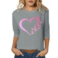 thumbnail image 1 of T-shirt Graphique de Sensibilisation au Cancer pour Femmes, Col Rond, Manches Trois Quarts, Décontracté, Confortable, Tenue Quotidienne, Haut de Festivals, 1 of 4