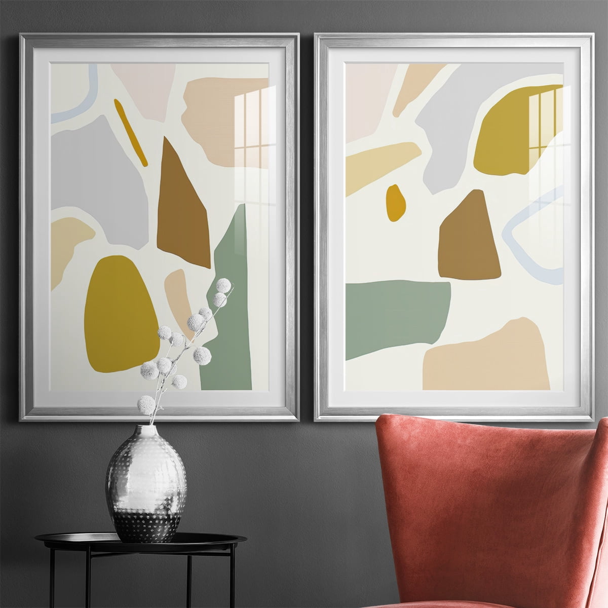 Wexford Home Pastel Splotches I Premium Framed Print, 18.5" x 24.5" - Ready to Hang, Silver (Set of 2)