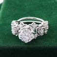 thumbnail image 3 of Blue Jewel Silver 14K White Gold Plated Rings - Brilliant 1.9 Ct Round Cut Diamond Rings - Flower Diamond Rings for Women's - Artistic Floral Diamond Rings for Women's - Proposal Gifts for Women's, 3 of 9