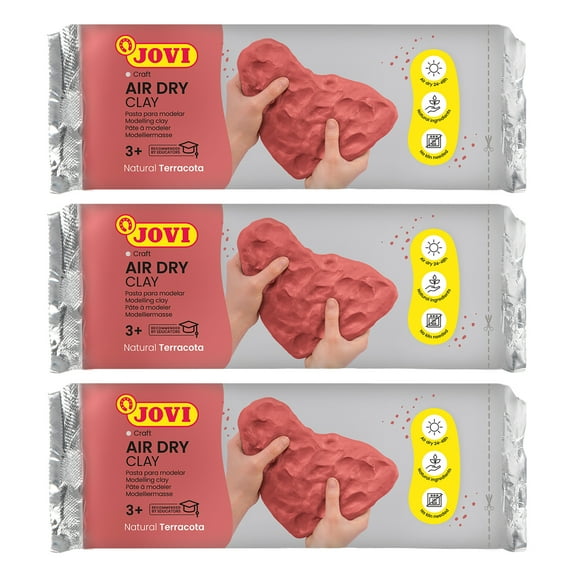 JOVI Air Dry Clay, Terracotta, 1.1lb Bar, Pack of 3