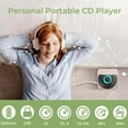 thumbnail image 2 of Sakerplus Portable Bluetooth CD Player – Hi-Fi Sound, Wireless & Wired Playback, Rechargeable Battery, Compact & Lightweight, Supports Bluetooth Headphones and AUX Output (White), 2 of 7