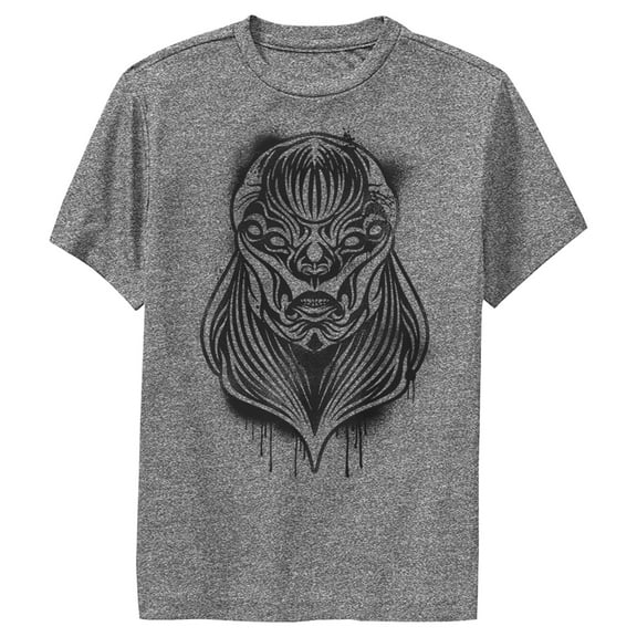 Boy's Marvel Eternals Kro Spray Paint  Performance Graphic Tee Charcoal Heather Large