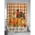 thumbnail image 5 of Fall Shower Curtain Turkey Pumpkin Shower Curtains for Bathroom Thanksgiving Decor, Waterproof Polyester Shower Curtain Set with Hooks, Stall Long Size 54"x78" Maple Leaves Orange Plaid, 5 of 6
