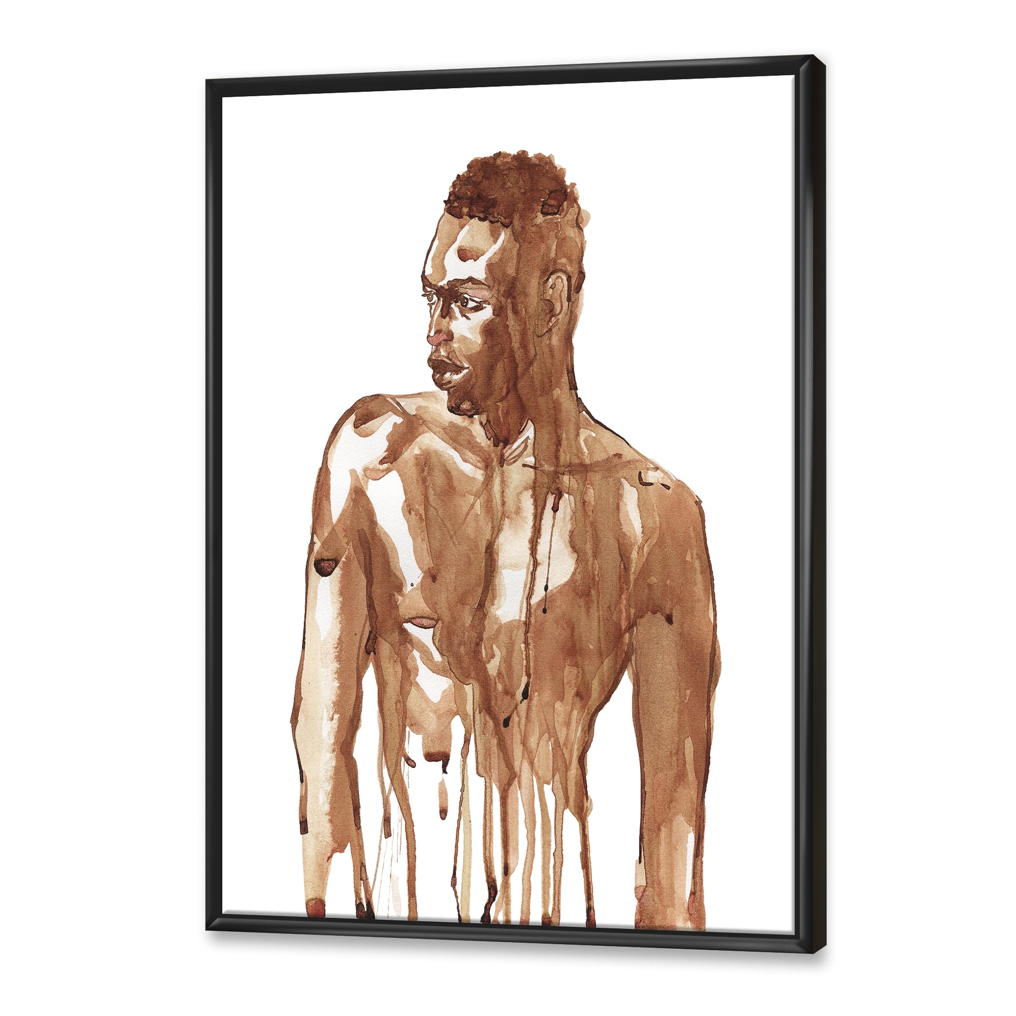 Designart 'Portrait of Handsome African Man On White II' Modern Framed Canvas Wall Art Print