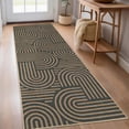 thumbnail image 2 of Garvee 2'x6' Geometric Runner Rug Easy Jute Carpet, Abstract Washable Rug Rainbow Non Slip Indoor Outdoor Accent Rug for Hallway Bedroom Kitchen, Black Coffee, 2 of 6