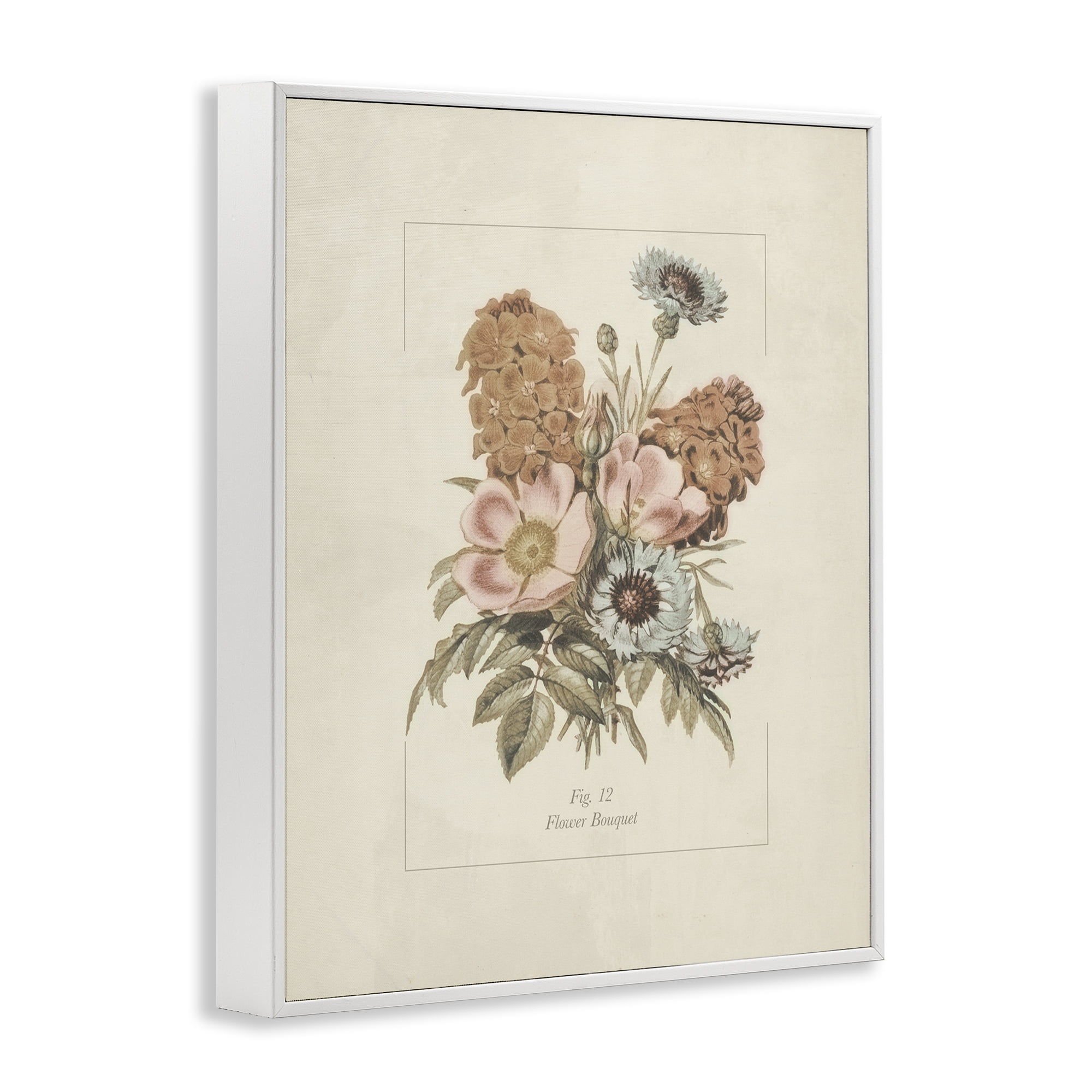 Stupell Industries Flower Bouquet Vintage Blossoms White Framed Giclee Art, design by Dan Meneely