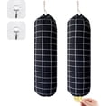 thumbnail image 1 of 2 soportes para bolsas de plástico, soportes grandes para bolsas de comestibles, organizador de bolsas de plástico para basura de montaje en pared, compras (comprobar negro), 1 of 5