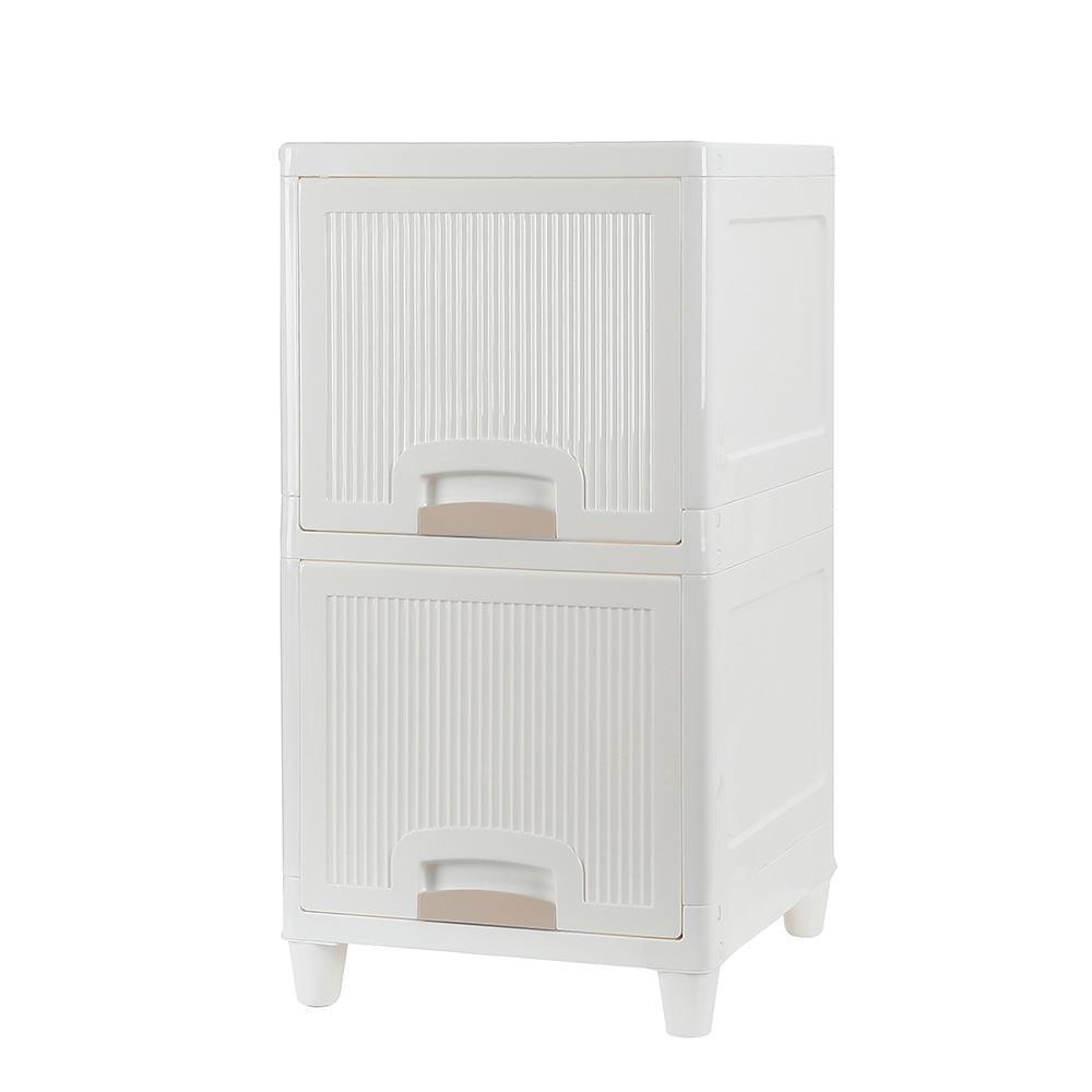 Zimtown 2Tier Storage Bins with Drawers, Durable Plastic Drawers