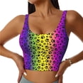 thumbnail image 2 of Haiem Animal Paw Rainbow Pattern Womens Sports Bra - U Neck Padded Low Impact Yoga Bra Workout Crop Top Gym Moisture-Wicking Workout Vest -Medium, 2 of 9