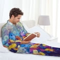 thumbnail image 6 of Naloa Spring Flower Seasonal Men’s Pajamas Set - Long Sleeve Button Down Sleep Shirt and Pajama Bottoms Sleepwear Set-Large, 6 of 7