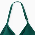 thumbnail image 4 of PatPat Girls Bikinis Dark Green Halter Neck Swimsuit with Matching Cover Up Skirt Set 4 Pieces Set Sizes 5-12, 4 of 7